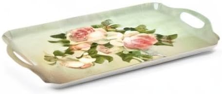 Pimpernel Antique Roses Large Handled Tray - Durable Melamine Serveware with Handles - Dishwasher-Safe Floral Decorative Centerpiece - 18.9" x 11.6" Elegant Tray for Entertaining Guests