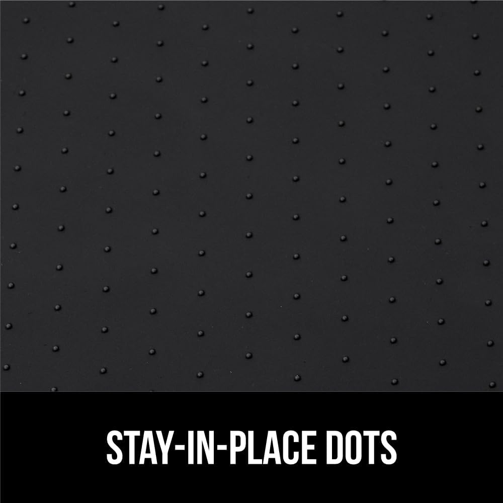 GORILLA GRIP Waterproof Silicone Under Sink Mat with Raised Lip for Kitchen and Bathroom, Cabinet Shelf Liner Stay in Place Mats Dishwasher Safe Drawer Liner, Organizer Tray, 15 x 22 in, Black