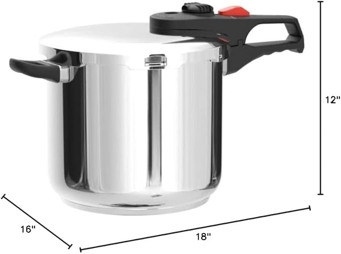 Magefesa Practika Plus, 8-Quart Pressure Cooker, 18/10 stainless steel, Induction Compatible, 5-Layer Heat Diffuser Bottom, 5 Safety Systems, Even Heat Distribution