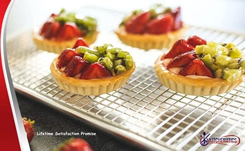 KITCHENATICS Aluminum Jelly Roll Pan 15x10 and Stainless Steel Rack Set, Baking Pan with Rack for Oven Cooking, Baking Sheet with Cooling Rack - Heavy Duty Sheet Pan and Bacon Rack