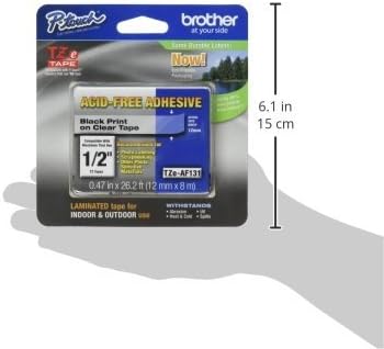 Brother Genuine P-touch TZE-MQG35 Tape, 1/2" (0.47") Wide Standard Laminated Tape, Black on Clear, Laminated for Indoor or Outdoor Use, Water-Resistant, 0.47" x 26.2' (12mm x 5M), TZeAF131