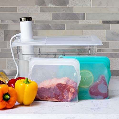 15 Ounce Dish washer safe, BluePerlOne 100% Food Grade Silicone, Reusable Zipper Storage Bags for Microwave, Oven, Fridge, Freezer & Sous Vide. (Orange/ 2 cups)-15 oz. - 1 Bag