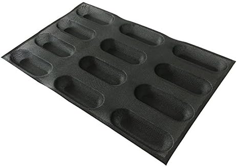 Bluedrop Silicone Baby Sandwich Forms Hot Dog Bread Molds Eclair Sheets Non Stick Bakery Trays Rolls Baking Sheets 12 Caves 6.5 Inch