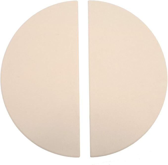 BBQ Future 19.8 Inch Half-Moon Ceramic Heat Deflector Plates for Kamado Joe Big Joe I, II & III, 2-Pack, White