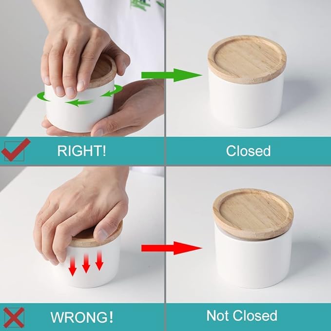 Sweejar Kitchen Canisters Ceramic Food Storage Jar, Stackable Containers with Airtight Seal Wooden Lid for Serving Ground Coffee, Tea, Sugar, Spice and More - 5 Fl Oz(Navy)