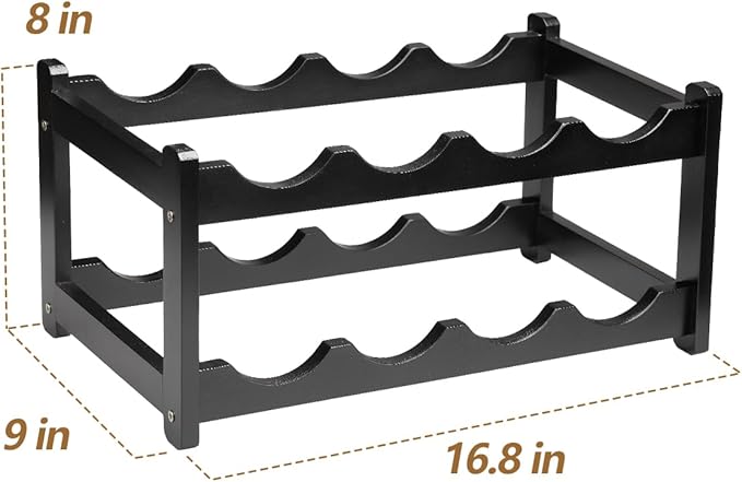 Wine Rack 8 Bottle 2-Tier Eco-Friendly Bamboo Wine Storage Easy-Assembly Space-Saving for Wine Lovers,Kitchen Wine Organizer for Countertop,Pantry, Home,Room Decor,Bar