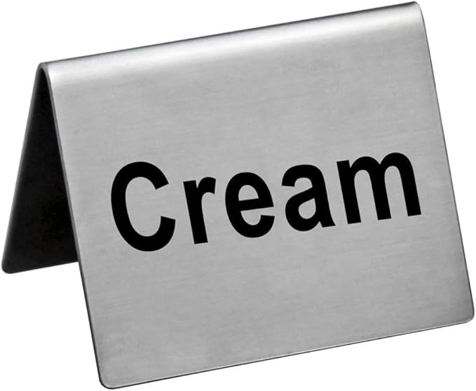 New Star Foodservice Stainless Steel Table Tent Sign (Silver (Cream), 2-Inch by 2-Inch (Set of 2))