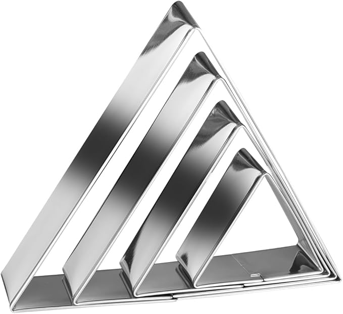 Equilateral Triangle Cookie Cutter Set Large Stainless Steel Geometric Frame Plaque Cookie Cutters Shapes Molds - 1 Inch Depth (4 Sizes)
