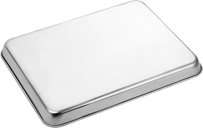 Baking Sheets 2 Pieces with A Rack, HKJ Chef Cookie Sheets and Nonstick Cooling Rack & Stainless Steel Baking Pans & Toaster Oven Tray Pan, Rectangle Size 12.5 x 10 x 1 inch & Non Toxic