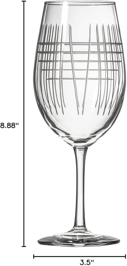 Rolf Glass Matchstick All Purpose Wine Glass 18 Ounce - Set of 4 Large Wine Glasses - Lead-Free Glass - Engraved Large Wine Glasses - Proudly Made in the USA