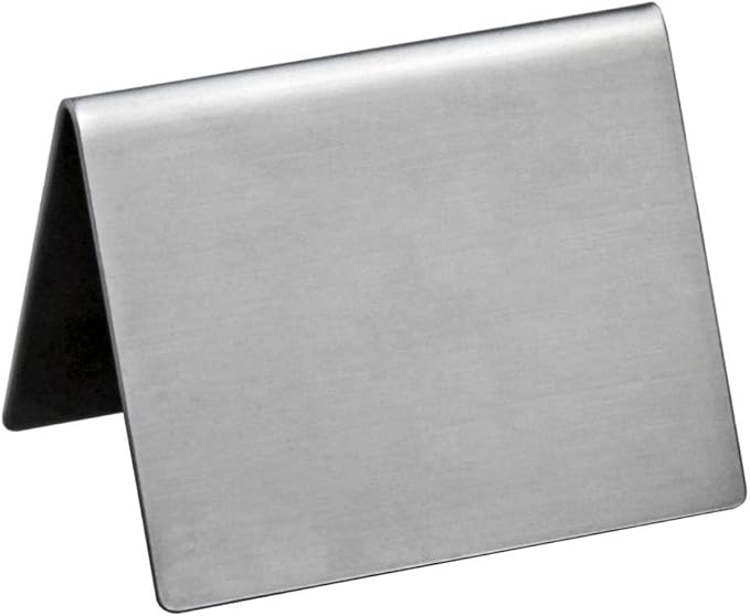 New Star Foodservice Stainless Steel Table Tent Sign (Silver (Plain), 2"x 2" (Set of 2))