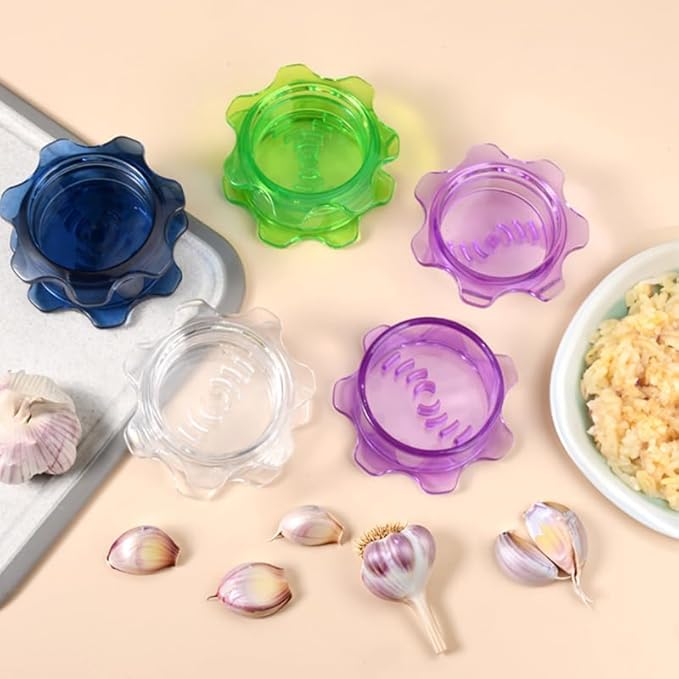 2025 New Garlic Twister,Garlic Press,Garlic Peeler,Ginger Grater,Mini Garlic Mincer (Purple)