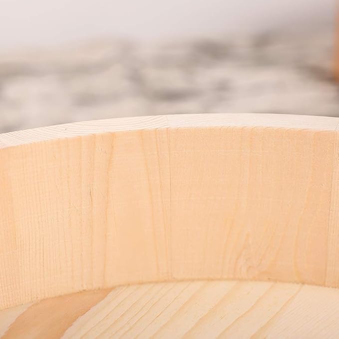 Kichgather 14.2 Inch Wooden Sushi Rice Bowl Hangiri Sushi Oke Rice Mixing Tub