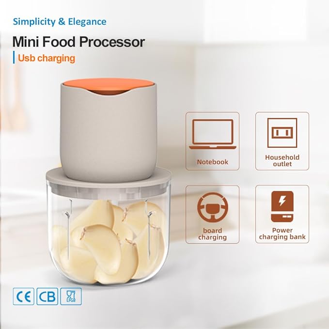 Wireless Electric Food Processor,600ML Electric Food Chopper For Meat,Onions,vegetables,Garlic,Complementary Food, Meat Chopper Blender