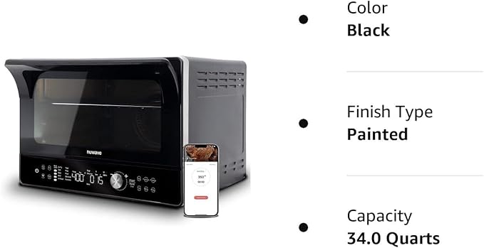 Nuwave TODD ENGLISH iQ360 Digital Smart Oven, 20-in-1 Convection Infrared Grill Griddle Combo, 34-Qt Mega Capacity, 1800 Watts, Adjustable Triple Surround Heat Zones, Smart Thermometer, WIFI Enabled