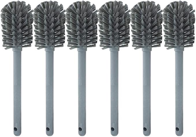 SPARTA Large Water Bottle Brush Ideal for Wide-Mouth Jars, Bottles and Tumblers, Dishwashing Tool with Handle for Home and Commercial Kitchens, Plastic, 12 Inches, Gray, (Pack of 6)