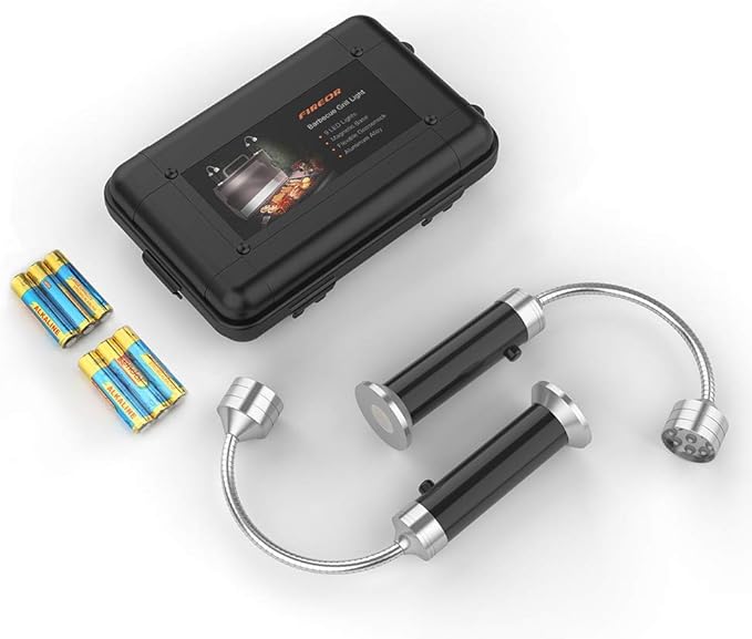 Barbecue Grill Light Grilling Accessories for Outdoor, BBQ Magnetic LED Lights Flexible Gooseneck Weather Resistant, Men Dad Gifts Batteries Included 2 Pack (Black)