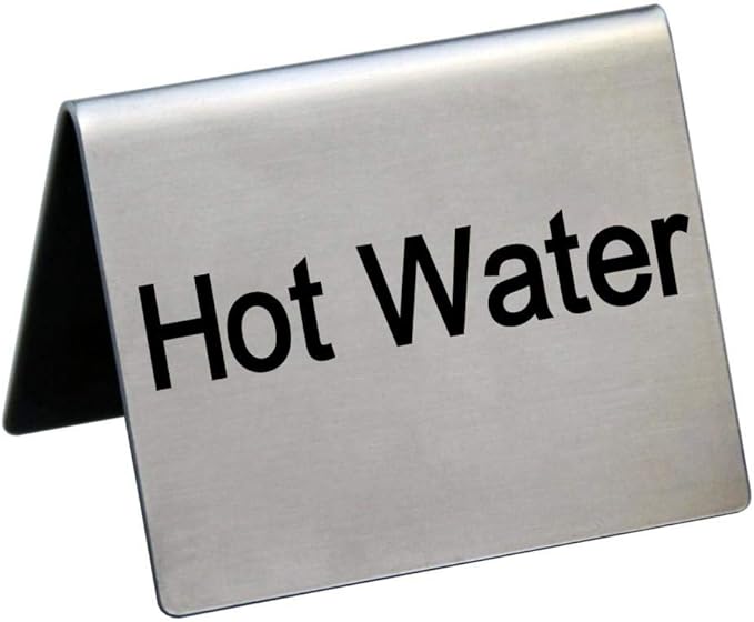 New Star Foodservice Stainless Steel Table Tent Sign (Silver (Hot Water), 1.5" x 2" (Set of 2))