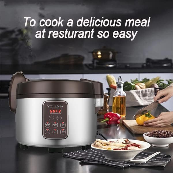 Commercial Large Rice Cooker & food warmer | 13.8QT/65 Cups cooked rice | 1350W Multi-function electric sushi rice cooker | LED Display | Timer Setting | Smart preset from 30 min-24 Hrs