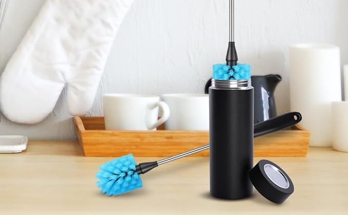 Stainless Steel Long Handled Water Bottle Brush-Flexible and Flexible Brush for Water Bottles, Milk Bottles, Glasses, Glassware, Food Jars, Wake-up Jars, 15 in.