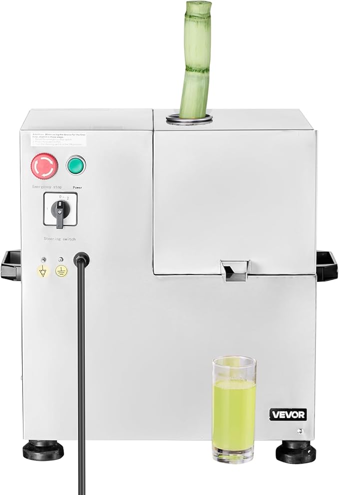 VEVOR Commercial Sugar Cane Juicer, 800W Electric Sugarcane Juicer Machine with 661LBS/H High Output, 4 Stainless Steel Rollers, Sugar Cane Press Juice Extractor Squeezer for Home/Commercial Use