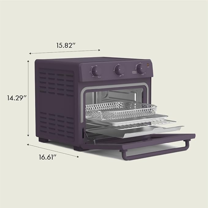 bella Air Fry Toaster Oven, 7 Preset Cooking Options, Dishwasher-Safe EverGood Coated Trays Included, 60-Minute Auto Shutoff w Audible Timer, Power Indicator Light, 1700 Watt, Plum
