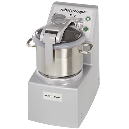 Robot Coupe R10 2-Speed Vertical Cutter Mixer Food Processor with 10 Quart Stainless Steel Bowl, 208-240v/3ph, Gray