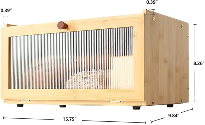 Bamboo Bread Box for Kitchen Counter-Large Capacity Bread Storage Container Farmhouse Bread Box with Window Bread Holder
