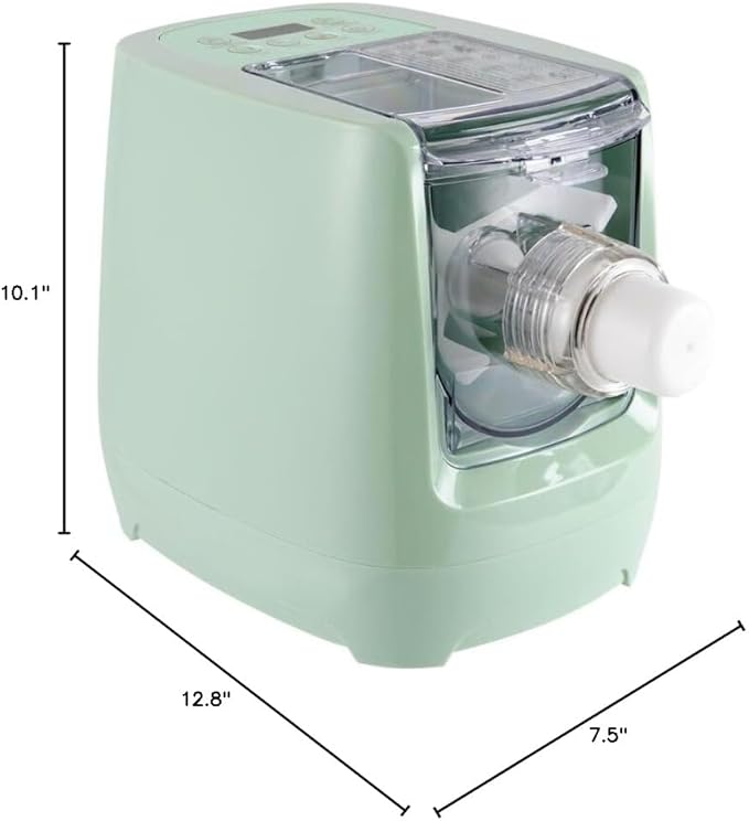 110V 260W Green Electric Pasta Maker Machine,Automatic Roller Noodle Maker Dumpling Skin Dough Machine with 13 Molds for Home Kitchen Use