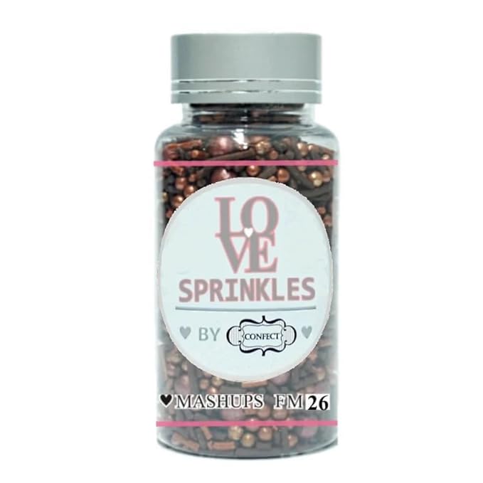 Confect Chocolate Sprinkle Mix with Bronze Pearls | Fusion Decorative Cake Topping for Cupcakes, Cookies & Desserts – Edible Confetti Sprinkle Decoration | Vegan, Gluten-Free, Nut-Free, Soy-Free, Dairy-Free, Palm Oil-Free- 4.2 Oz