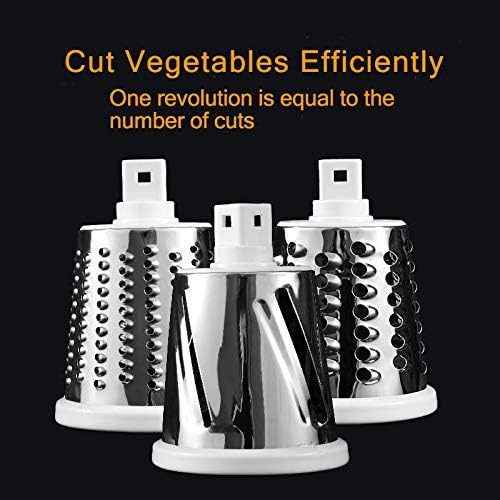 Manual Rotary Potato Grater Kitchen Mandoline Vegetable Slicer,with 3 Interchangeable Blades,Easy to use (White)
