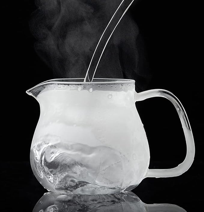 IwaiLoft Glass Teapot with Removable Stainless Steel Filter Lid Stovetop & Microwave Safe Borosilicate Glass Kettle for Loose Leaf, Blooming Tea And Coffee Sharing (15OZ)