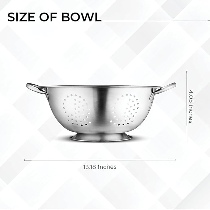 Avador Set of 3 Stainless Steel Colanders, Comes in 1.5 Quart 3qt Quart and 5 Quart for all your Cooking | Baking | Prepping Needs