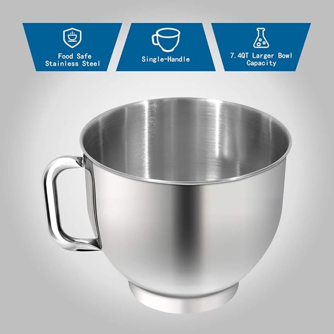 Aucma Stand Mixer,7.4QT Food Mixers, Kitchen Electric Mixer with Dough Hook, Wire Whip & Beater(Black, 7.4QT)