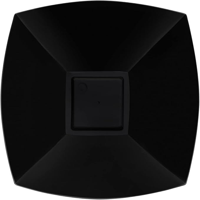 Posh Setting - Black Plastic Serving Bowls for Party (8oz - 4 Pack) Square Bowls, Disposable Chip Bowls, Candy Bowls for Party Table, Salad & Fruit Bowls for Party, Candy Containers for Candy Buffet