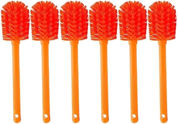 SPARTA Large Water Bottle Brush Ideal for Wide-Mouth Jars, Bottles and Tumblers, Dishwashing Tool with Handle for Home and Commercial Kitchens, Plastic, 12 Inches, Orange, (Pack of 6)