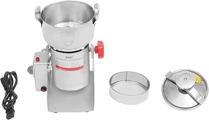 Electric Grain Mill Grinder High Speed 30000r/min Powder Machine Grain Spice Herb Grinder Dry Grinder Machine Stainless Steel Powder Grinder for Dry Spice Herbs Grains Coffee Rice Pepper (800g 3500W)