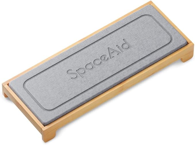 SpaceAid DryingNeat Instant Dry Sink Caddy Organizers, Kitchen Sponge Soap Holder Dispenser, Countertop Fast Drying Counter Tray Rack (Bamboo, Gray)