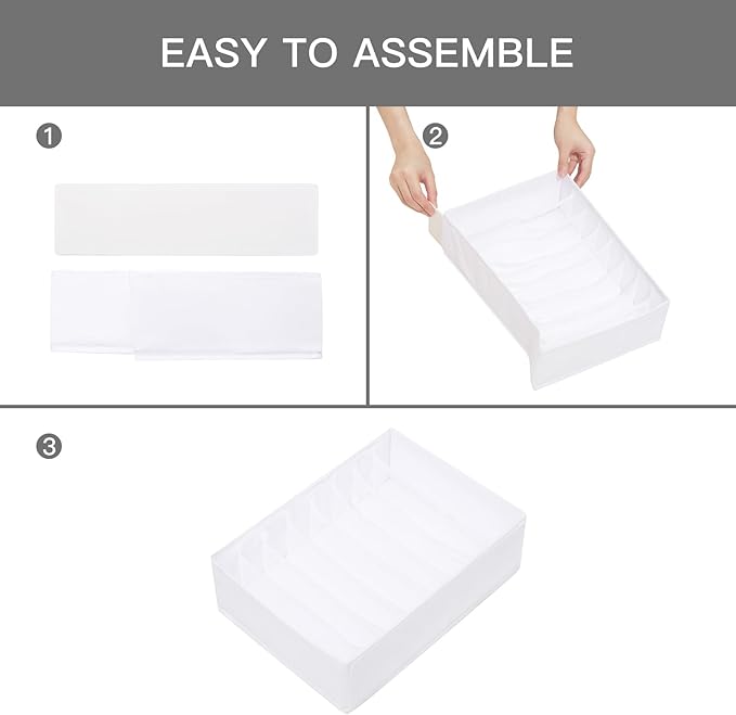 Qozary 4 Pack Drawer Organizers for Clothing, 8 Grids Foldable Closet Organizers and Storage Bins for Bedroom, Dresser Organizer Boxes for Thin T-shirts, Tank Tops