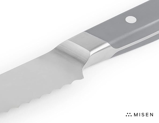 Misen Serrated Bread Knife – High-Carbon Japanese AUS8 Steel – Effortless Slicing of Bread, Pastries, and Fruits – Razor-Sharp Edge and Durable Blade with Ergonomic Handle - 5", Gray