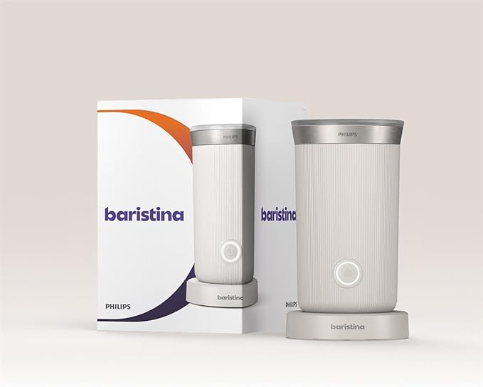 Philips Baristina Milk Frother - Foam Milk Perfectly. Hot and Cold. Dairy and Non-Dairy. Easy to Clean Baristina Espresso Machines. Milky White (BAR311/00)