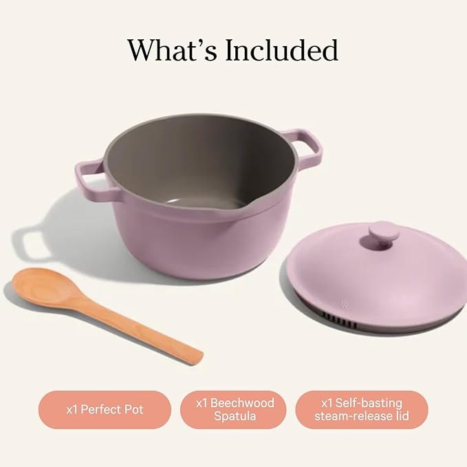 Our Place Perfect Pot - Mini 2.5Qt Nonstick Ceramic Sauce Pan with Lid | Versatile Cookware for Stovetop and Oven | Steam, Bake, Braise, Roast | PTFE & PFOA-Free | Toxin-Free, Easy to Clean | Lavender