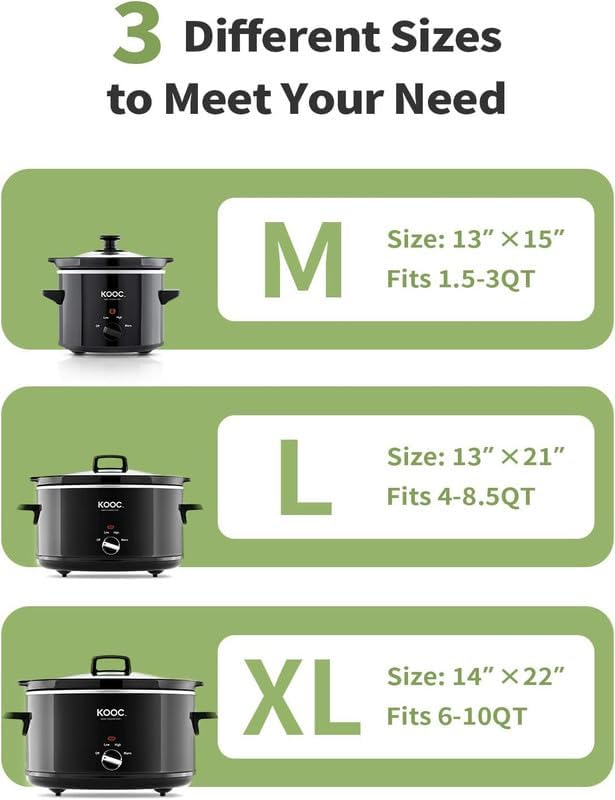 KOOC Slow Cooker Liners 13"x21" 20 Count Large Size Disposable Pot Liners Cooking Bags Fit 3 qt to 8.5 qt Pot BPA Free Fresh Locking Seal Design