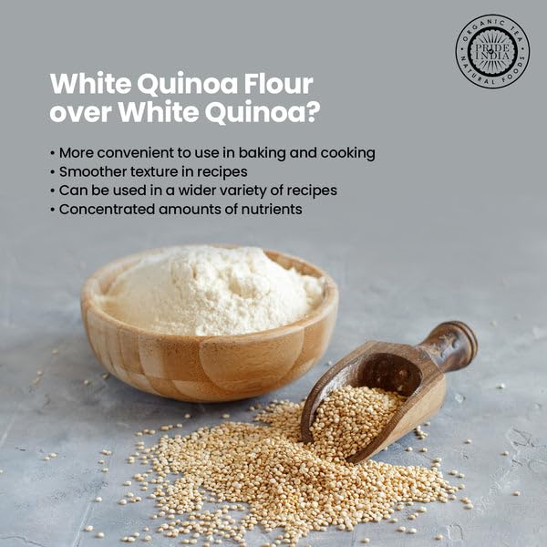 Pride of India - PACK of 6 - White Bolivian Quinoa Flour 1 lbs (454 gm) Nutty Earthy Taste Freshly Milled in Small Batches | Used for Baking Pizza Crust Thickening Agent Coating Cakes Pasta Porridge
