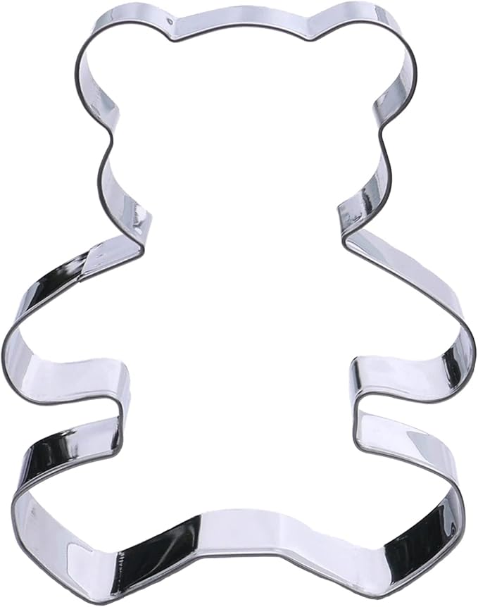 Teddy Bear Cookie Cutter – Sharp & Secure Stainless Steel Cooking Utensils – A Fun Fit for Sandwiches, Pancakes & Fruits – Dishwasher-Safe Bakery Supplies by Sweet Cookie Crumbs (4.0” T x 3.1” W)