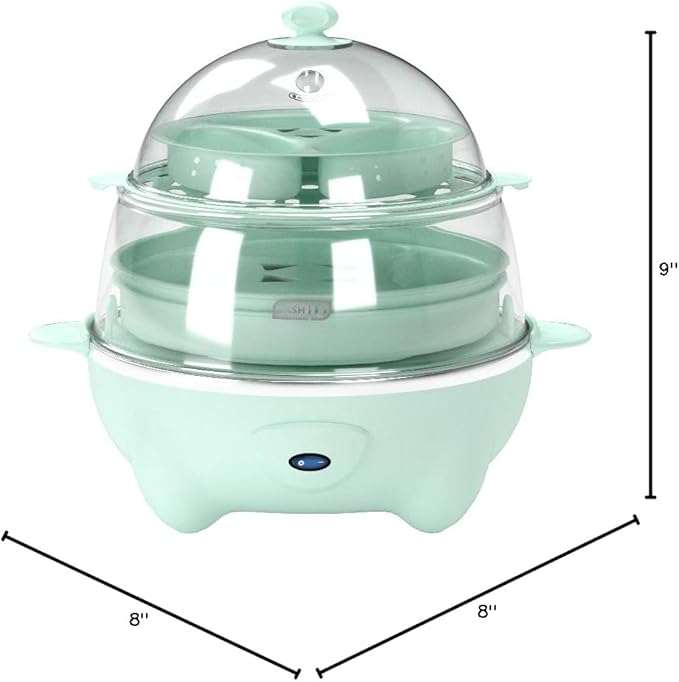DASH Deluxe Rapid Egg Cooker for Hard Boiled, Poached, Scrambled Eggs, Omelets, Steamed Vegetables, Dumplings & More, 12 capacity, with Auto Shut Off Feature - Aqua