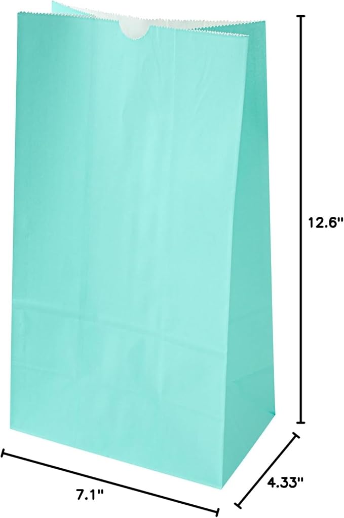 Restaurantware Bag Tek 12 LB Disposable Lunch Bags 100 Sturdy Take Out Bags - Flat Bottom Great For Restaurants Cafes And Bakeries Turquoise Paper Popcorn Bags Versatile For Grocery And More