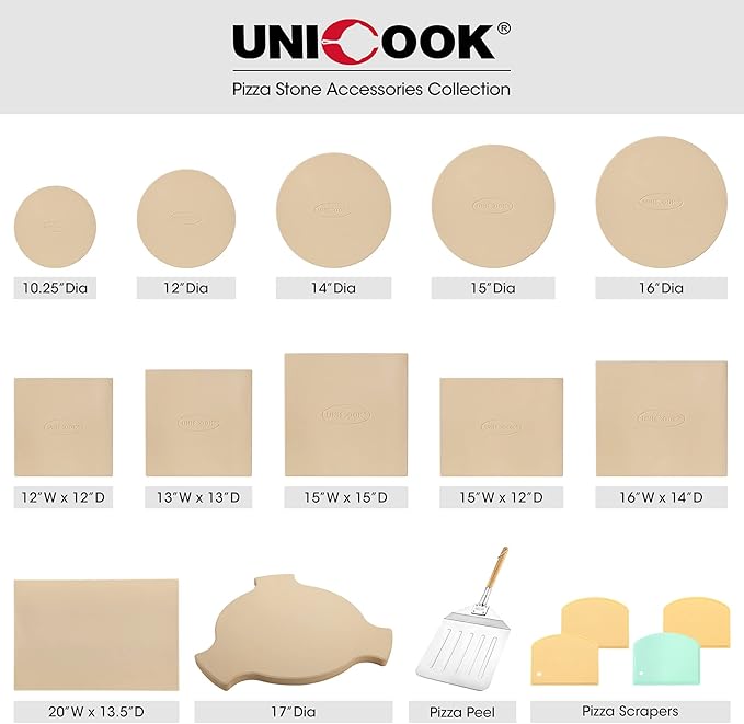 Unicook Pizza Stone, Heavy Duty Cordierite Pizza Pan for Oven and Grill, Thermal Shock Resistant Baking Stone for Bread, 15 X 12 Inch Rectangular, 6.6 lbs