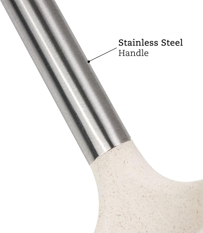 Beille Cream Wheat Straw Ladle with Stainless Steel Handle Kitchen Utensils, 13 Inch