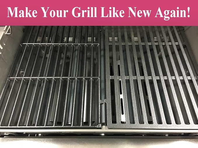 17.5 Inches Cast Iron Grill Grates Replacement 7637 for Weber Spirit I II 200 Series, Spirit E210 E220 S210 S220 Gas Grills (with Front Control Knobs), Grill Grates Parts for Weber Spirit 200
